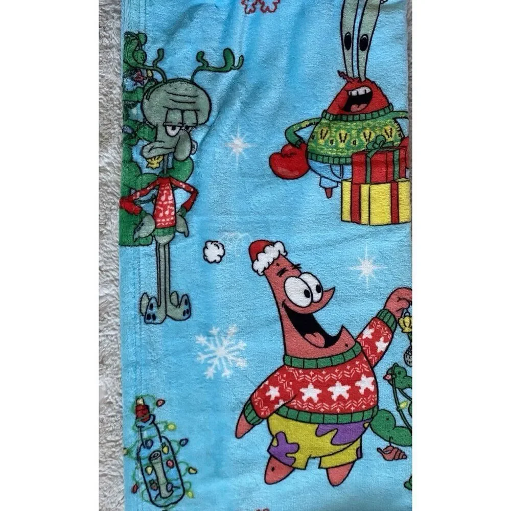 SpongeBob SquarePants Patrick Decorating Christmas Tree Blanket Throw‎ 50 X 70”